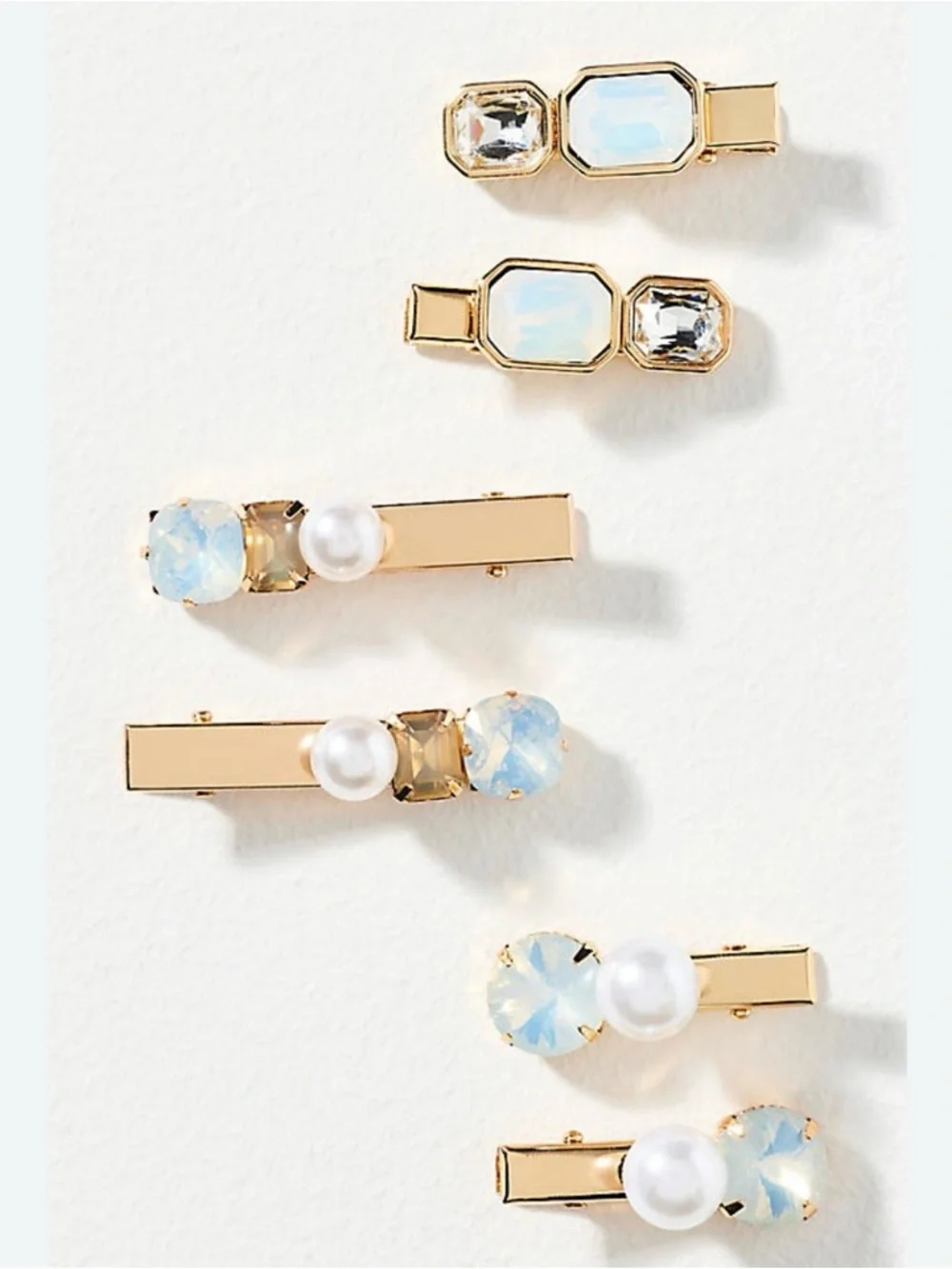 NWT Anthropologie Gemstone Barrettes set of six
